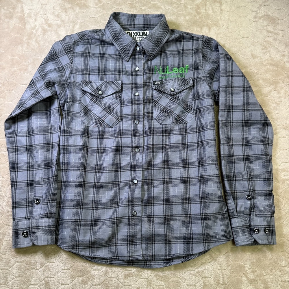 Dixxon Teardrop Flannel Pearl Snap Long Sleeve Plaid Shirt Sz Med Embroidered